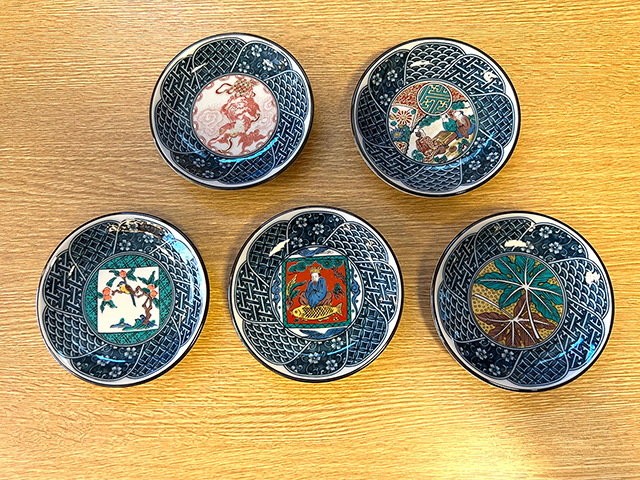 祥瑞九谷歴代画　３号小皿揃　5枚1組
